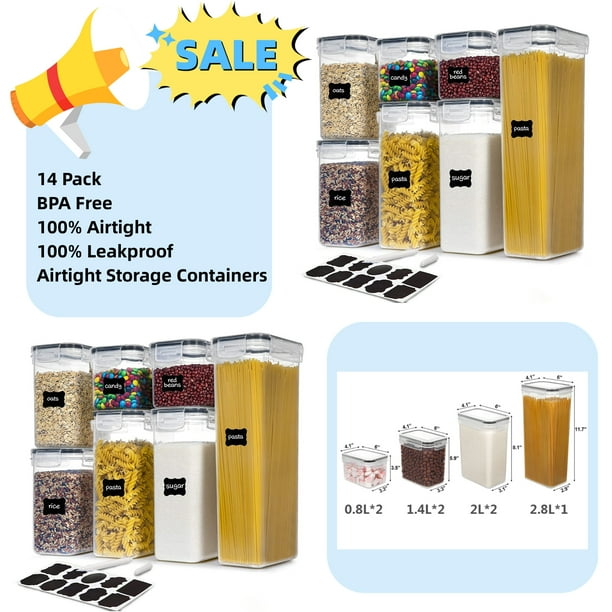 14PCS BPA Free Airtight Pantry Containers, Large Tall Airtight Food