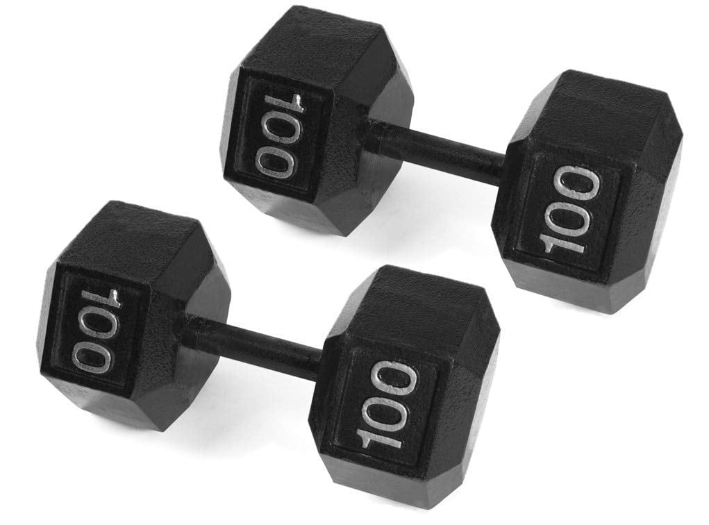 CAP Barbell Cast Iron Hex Dumbbell, 100 Lbs, Pair