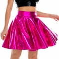 thumbnail image 3 of Falda acampanada brillante de cintura alta para mujer, disfraz de escenario para discoteca, Ropa de baile para fiesta, aspecto húmedo metálico brillante, ropa para discoteca, faldas con dobladillo inf, 3 of 5