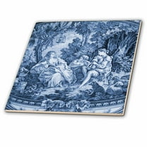 3dRose, French Blue Toille I, 8 Inch Ceramic Tile