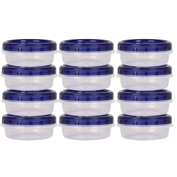HomeyGear 12 Pack Small Twist Top Food Storage Containers Leak Proof, Airtight Storage Canisters with Screw & Seal Lids BPA Free, Stackable, Reusable Kitchen Essentials, Snack 8 Ounce C47
