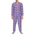 thumbnail image 3 of Junzan Pugs and Flowers for Men's Long Sleeve Pajama Set,Button-Front 2Pjs for Men Long Sleeve Mens Sleepwear 2 Piece Sleepwear Loungewear Sets-Large, 3 of 7