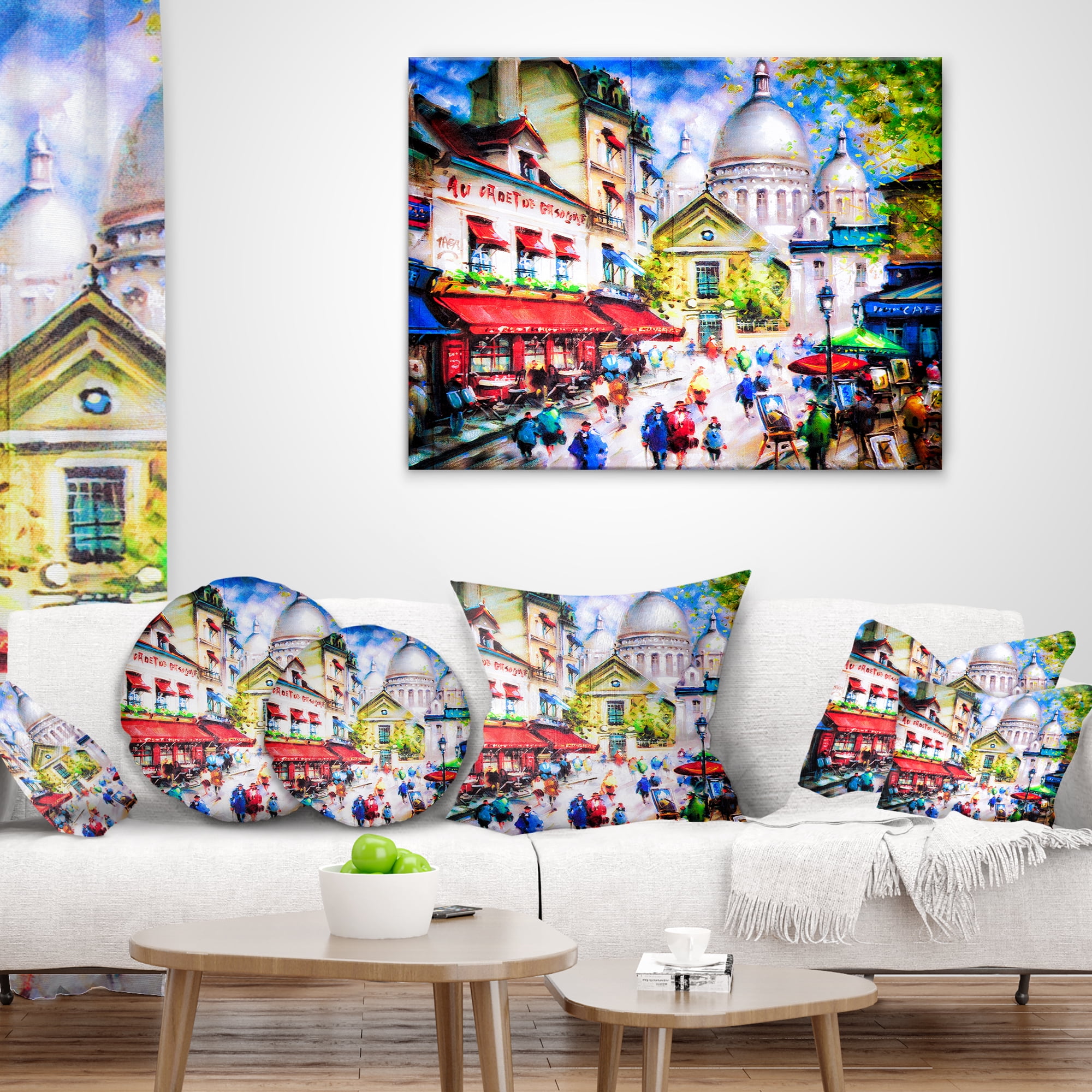 Designart Sacre Coeur and Montmartre - Cityscape Throw Pillow - 18x18