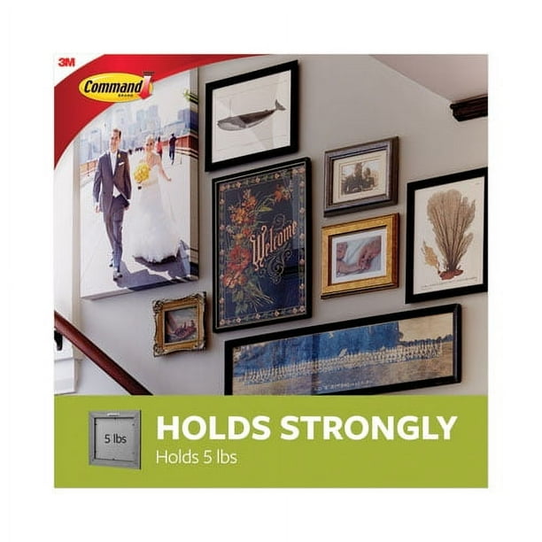 Universal Picture Hanger, Large, Silver, 5 lb Capacity, 1 Hanger and 4 Strips Universal Picture Hanger, Large, Silver, 5 lb Capacity, 1 Hanger and 4 Strips