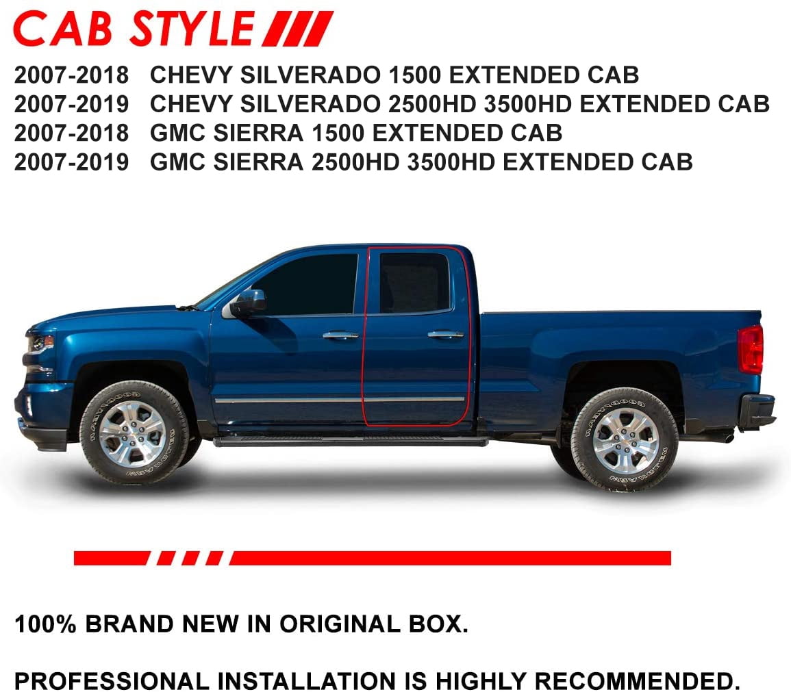 DNA Motoring 5" Black Side Step Nerf Bars Running Boards for 2007-2019 Silverado Sierra Extended Cab