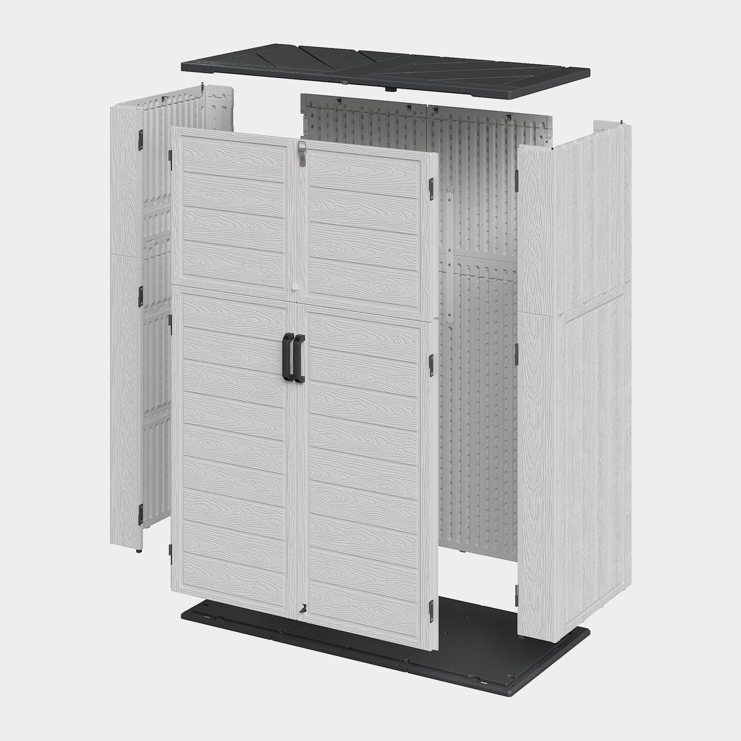 YardCache Waterproof Steel Tool Storage Storage Shed Kit with Floor, 67 in x 42 in x 24 in, White