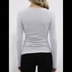 thumbnail image 4 of Camisetas Básicas Ajustadas Informales de Cuello Redondo y Larga Acanaladas para Mujer Flor Gris M, 4 of 6