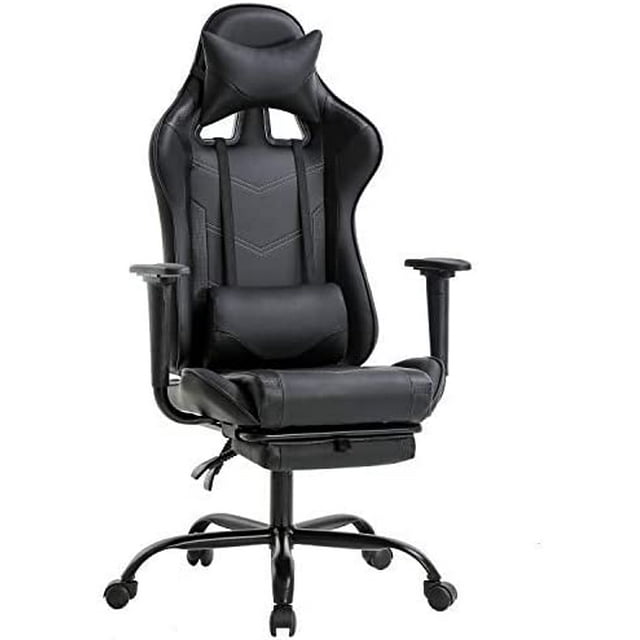 FDW Office Chair Ergonomic High, Footrest Lumbar Support and Headrest, Black