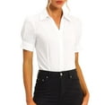 thumbnail image 4 of MODA NOVA Juniors Blouse Top Button Down One-Piece Short Sleeve Bodysuit Shirt, 4 of 4