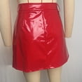 thumbnail image 5 of Women's Faux Leather Mini Skirt High Waisted Bodycon Red Fitted A-Line Skirt, 5 of 5