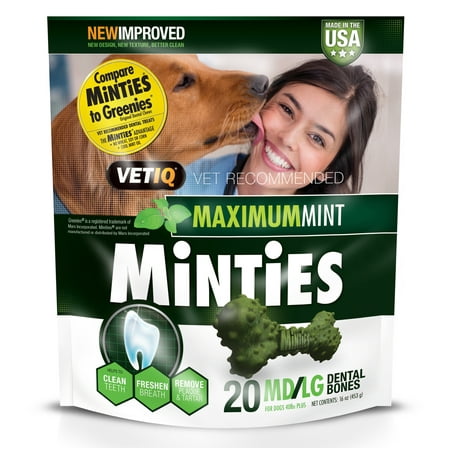 Minties Teeth Cleaner Dental Dog Treats Medium/Large, 20 (Best Dog Teeth Cleaning)