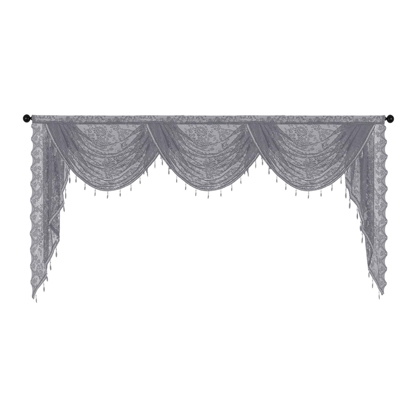Fancyes Waterfall Window Valance Swag Valance Soft Breathable Home Decoration Romantic Vintage Design with Bead Tassels for Bathroom 250cmx105cm