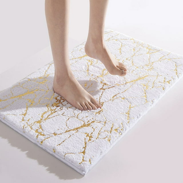 Dvkptbk Rugs Absorbent Non-Slip Foam Machine Washable Soft Velvet Bath Mats Easier to Dry for Bathroom Floor