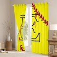 thumbnail image 3 of Homewish Cartoon Monogrammed E Curtains Pack of 2 (42x84 Each), Yellow Red Baseball Curtains Blackout, Teens Kids Boys Girls Bedroom Curtains, Black Out Curtains Decor, 3 of 6