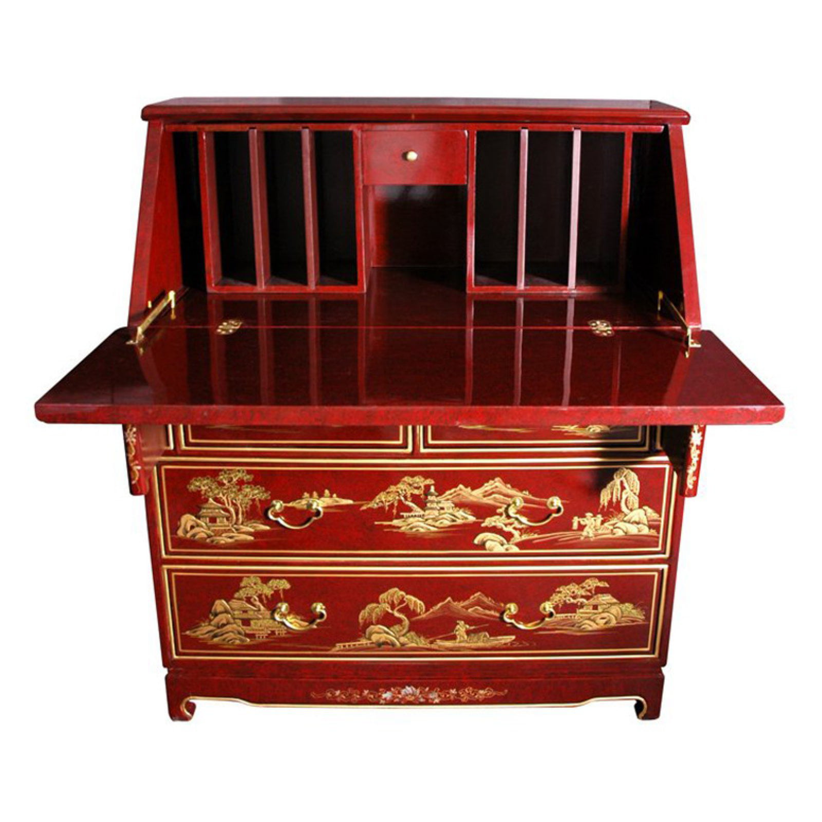 Oriental Furniture Classic And Exclusive Secretary Desk Red