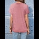 thumbnail image 5 of Tops Henley de Corta para Mujer, Cuello en V, Elegantes, Informales, Holgados, Rosa, Talla M, 5 of 6