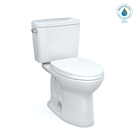 TOTO® Drake® Two-Piece Elongated 1.28 GPF TORNADO FLUSH® Toilet with CEFIONTECT® and SoftClose® Seat, WASHLET®+ Ready, Cotton White - MS776124CEG#01