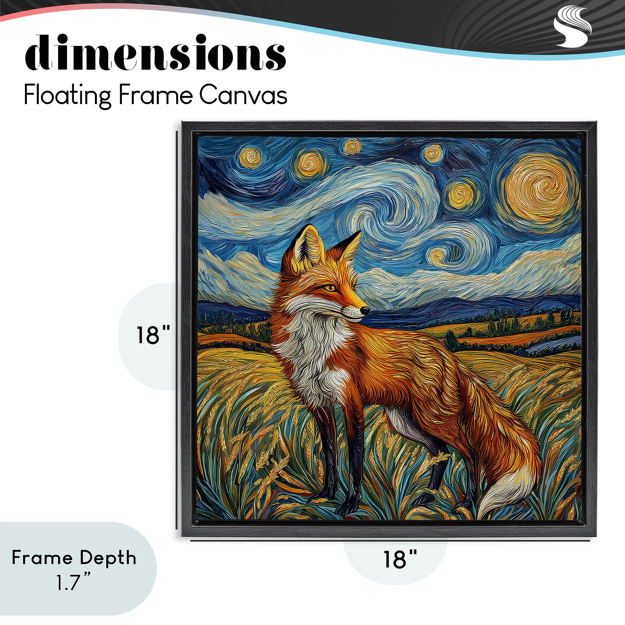 Stupell Industries Swirling Impressionist Fox Black Framed Floater Canvas Wall Art, design by The Wands Want