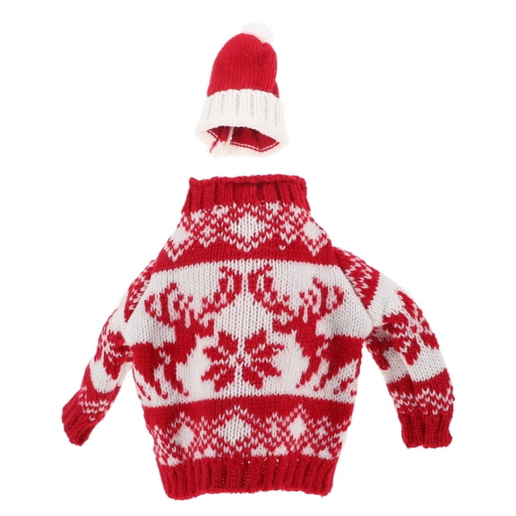 Toddmomy 1Set Red Knitted Bottle Cover Christmas Design for Wine Bottle Protective Ugly Sweater Party Supplies