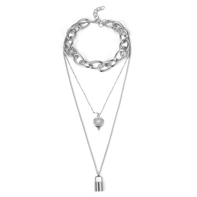 Collier Femme Mode Punk Chaîne Collier Collier Multicouche Collier de Fête