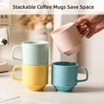 thumbnail image 3 of Adewnest Stackable Coffee Mugs Set: 13 oz Ceramic Stacking Cups for Cappuccino Latte Tea - Microwave Safe Mug for Home & Office - 4 PCS, 4 Color Assorted, 3 of 7