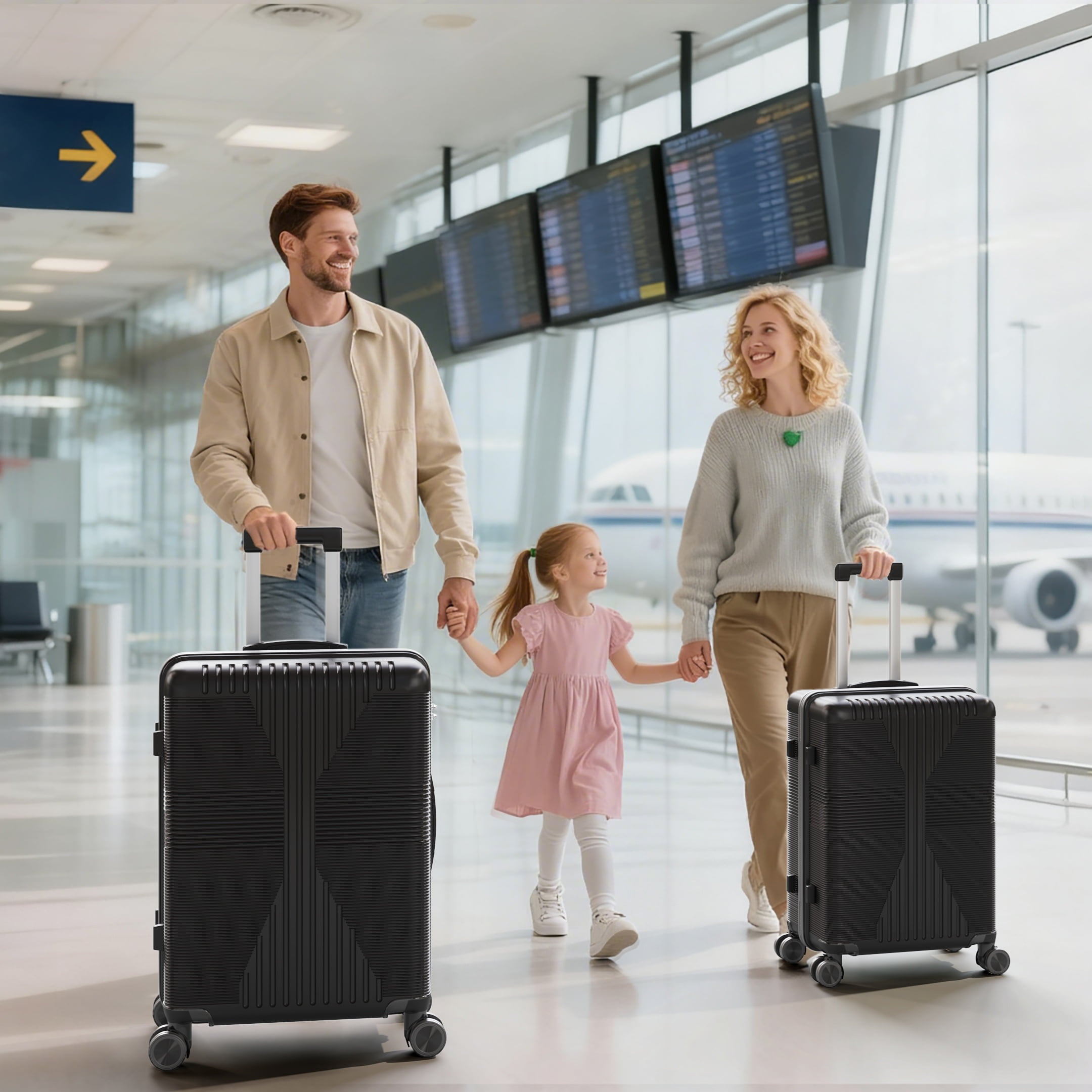 Ktaxon Luggage 3 Piece Set,Suitcase Set with 360° Spinner Wheels Hardside Lightweight Luggage 20in24in28in, Black