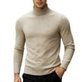 thumbnail image 4 of KKBOTIVE Knitted Sweater Coat for Mens Fashion Half Hign Neck Pullover Long Sleeve Warm Soft Winter Outerwear for Fall Winter Clothes Beige Size: XXL, 4 of 9
