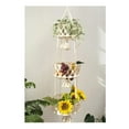 thumbnail image 6 of 3-Tier Boho Macrame Hanging Fruit Basket, 43-Inch Hand-Woven Cotton Rope Vegetable Organizer, Space-Saving Kitchen Storage and Indoor Plant Hanger, Cream White, 6 of 8