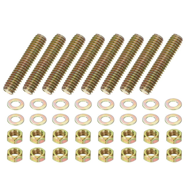 5/16" x 1-1/2" Color Zinc Fully All Thread Rod, 8 Pcs Carbon Steel Long Threaded Screw for Furniture Garden