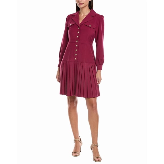Nanette Nanette Lepore womens Pleated Drop-Waist Dress, 14, Purple