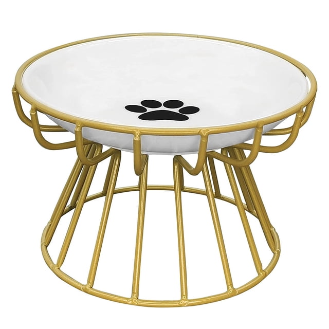 Cuencos para gatos, cuenco elevado para gatos, plato de cerámica elevado para gatos con soporte de metal, estación de alimentación de agua o alimentos para gatos de interior, gatitos, cachorros y