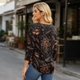 thumbnail image 5 of Womens Halloween Shirts Funny 3/4 Sleeve T Shirts Horror Witch Printed Tops Spooky Round Neck Pullover Holiday Three Quarter Length Blouses, 3XL, 5 of 5