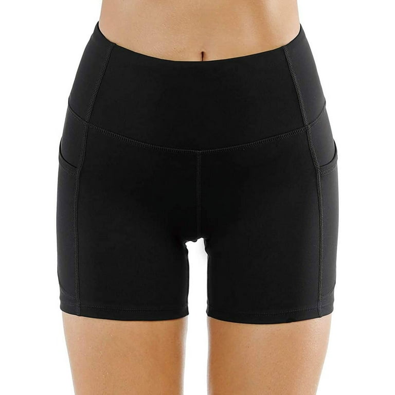 THE GYM PEOPLE High Waist Yoga Shorts for Women's Tummy Control Fitness Athletic  Workout Running Shorts with Deep Pockets 