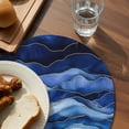 thumbnail image 3 of Navy Blue Ombre Round 13 Inch Placemats Set of 2, Modern Moire Abstract Art Luxury HeatResistant Non Slip Place Mats for Dining Table, Wipeable Braided Kitchen Table Mats for Housewarming, 3 of 9