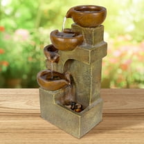 Alpine Corporation Rustic 17" Indoor and Outdoor 4-Tier Southwestern Cascading Tabletop Fountain