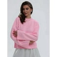 thumbnail image 2 of Women'S Oversized Sweaters Fuzzy Chunky Warm Pullover Sweater Pink M, 2 of 8