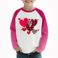 thumbnail image 6 of Girls Long Sleeve Heart Print Shirt - Soft Stretchy Raglan Top Pink & White for Kids 4-14 Years, Valentine's Day Casual Wear,Size 10 T, 6 of 9