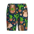 thumbnail image 4 of Wukai Cute Hedgehogs Cactus Blue Men’s Short Pajama Pants With Pockets Soft Sleep Pj Shorts for Men-Medium, 4 of 6