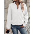 thumbnail image 6 of Women’s Solid Color Zip-Up Jacket, Casual Baseball Collar Lightweight Outerwear, Relaxed Fit Long Sleeve Daily Wear Jacket for Spring Fall, 6 of 10