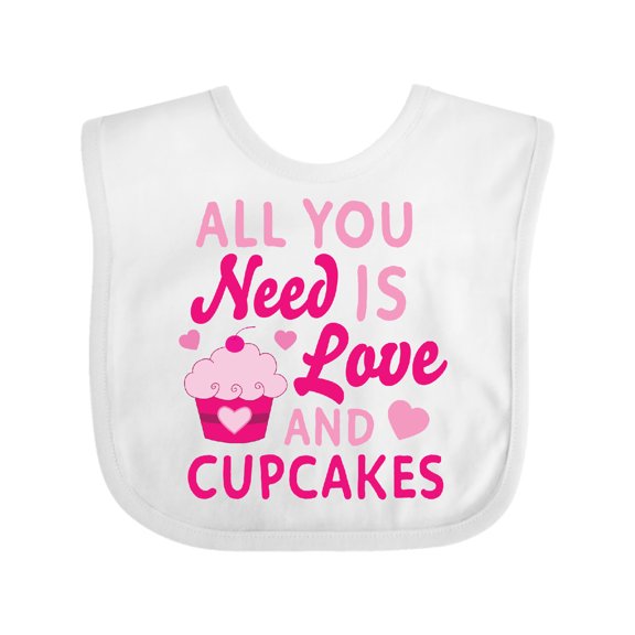 Inktastic Valentines Day All You Need is Love and Cupcakes Boys or Girls Baby Bib