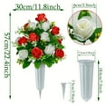 thumbnail image 2 of Artificial Cemetery Flowers with Vase, Set of 2 Artificial Rose Lily Bouquet Graveyard Memorial Flowers for Cemetery Headstones Decoration, 2 of 9