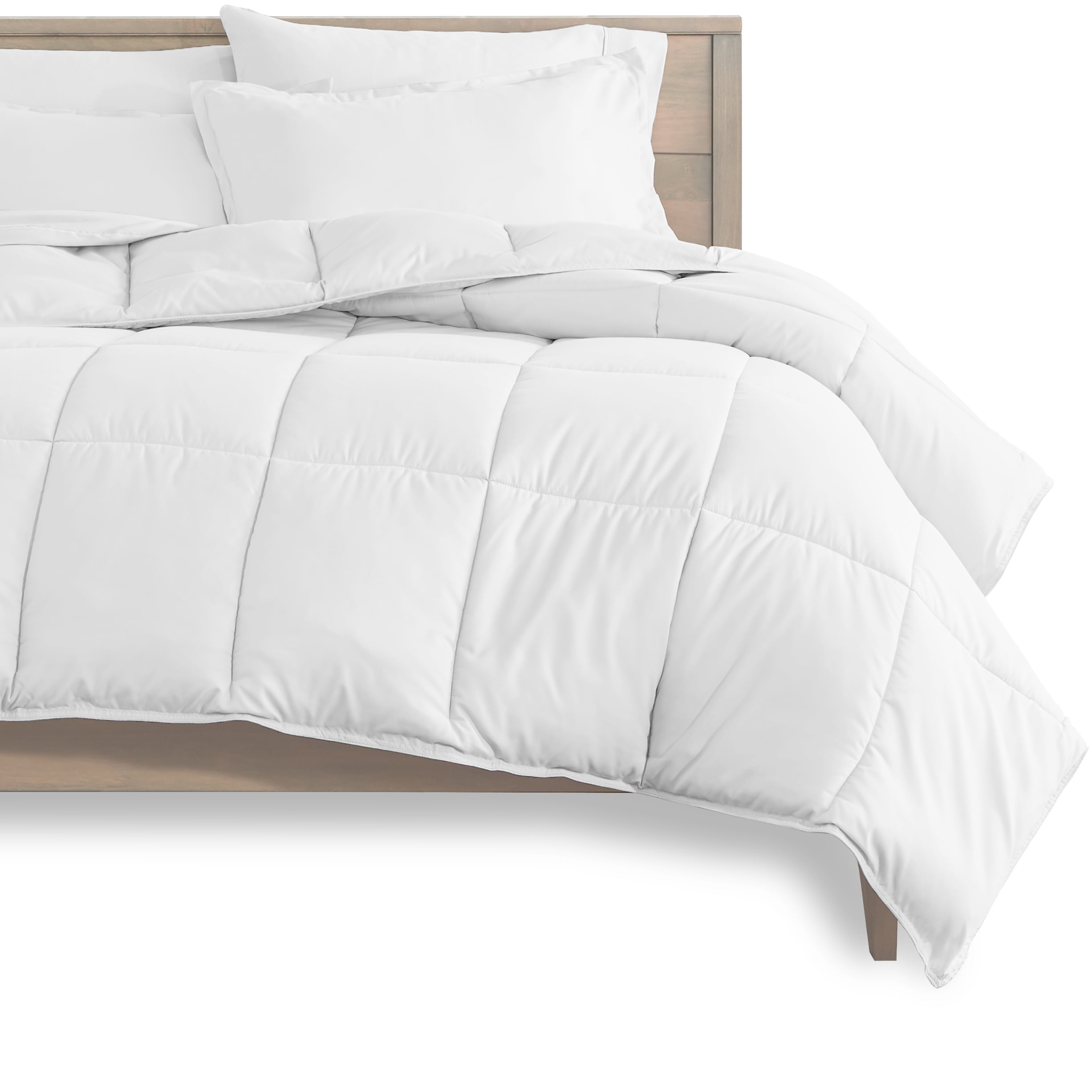 Bare Home Microfiber 7-Piece White and White Bed in a Bag, Queen
