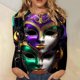 thumbnail image 1 of Xuyuer 2026 Womens Long Sleeve Tops Mardi Gras Costumes Fashion Round Neck Printed Blouse Raglan Sleeve Plus Size Top, 1 of 5
