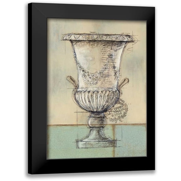 Z Studio 11x14 Black Modern Framed Museum Art Print Titled - Abstract Urn 2