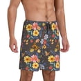 thumbnail image 2 of Balery Colorful Flowers with Butterfly Pantalones cortos de pijama de punto de algodón para hombre con cinturilla y bolsillos-4X-Large, 2 of 6