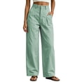thumbnail image 2 of Horkkom Work Pants Women Elastic Waist Wide Leg Pants Casual Loose Dress Pants with Pockets Button Zip XL, 2 of 8