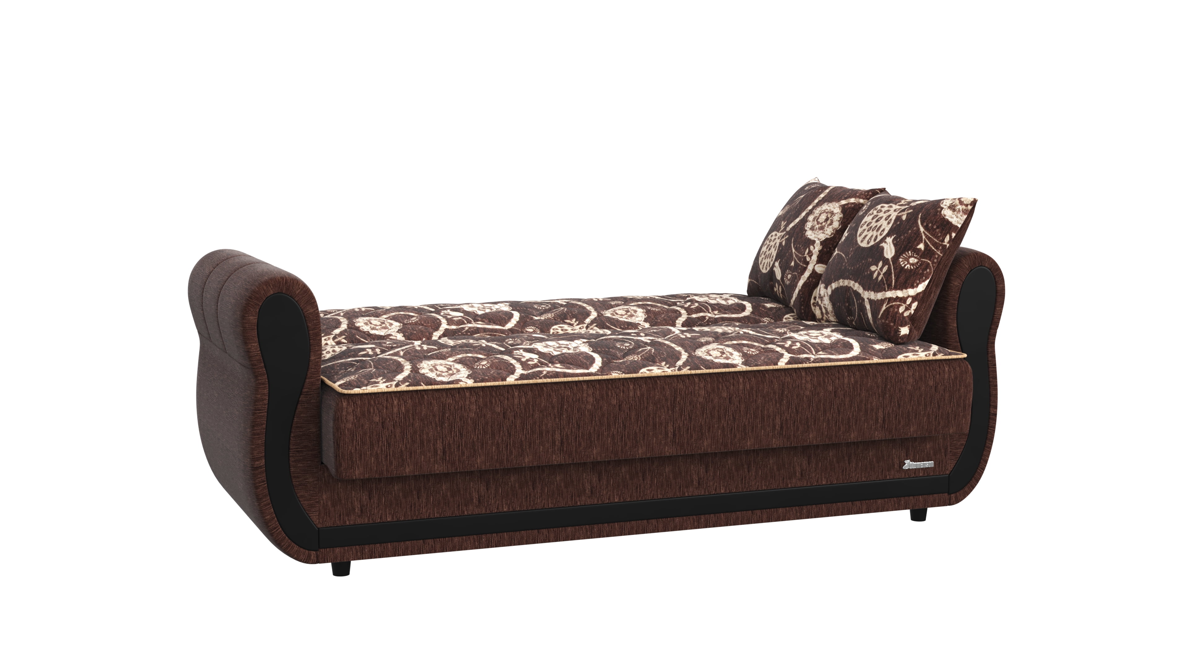 Ottomanson Convertible Sleeper Loveseat with Hidden Storage, Firm Seating, Brown