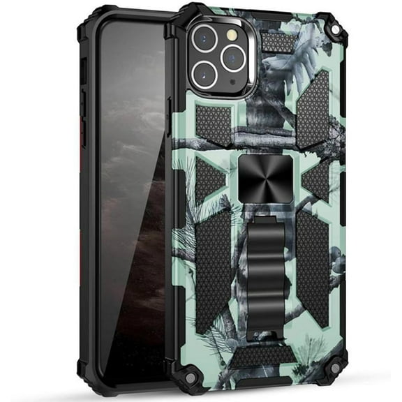 HCTian Case Compatible with Apple iPhone 11 Phone Cases Armor Heavy Duty Military Style PC TPU Shockproof Camouflage Cover with Kickstand and Metal Stand for Magnetic Car Mount