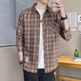 thumbnail image 3 of Camisa y blusa para hombre, manga larga, para hombre, con bolsillo, a cuadros, marca barata, botones, ropa de lujo original, estética social, cuello, 3 of 5