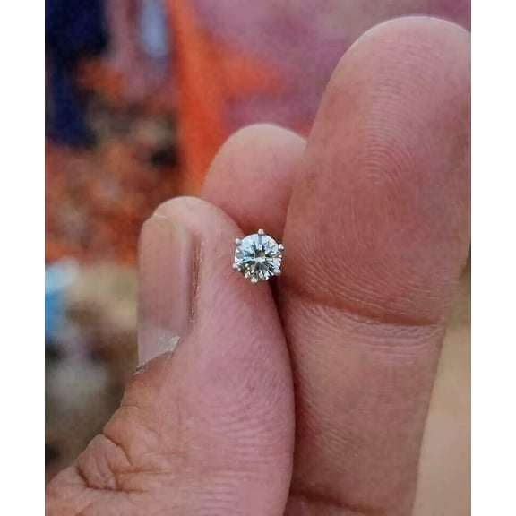 Women's Solitaire Diamond Stud Nose Pin 14K Yellow Gold Plated